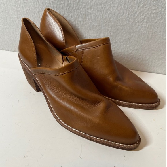 Madewell Womens Brown Leather Heeled Pointed Toe Cutout Ankle Booties Size 7 - Picture 1 of 9